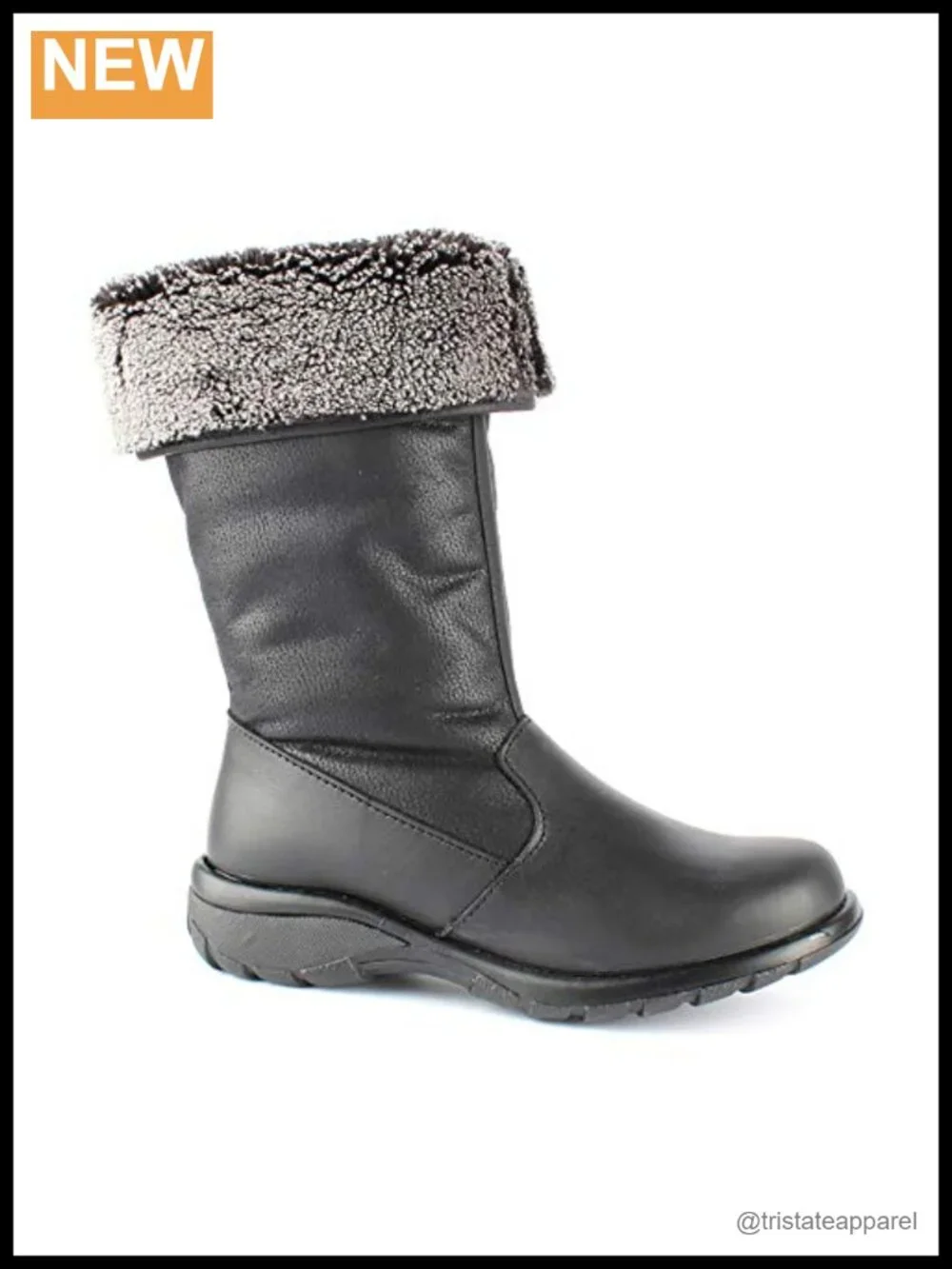 Waterproof Italian Leather Mid-Calf Boots with Faux Shearling